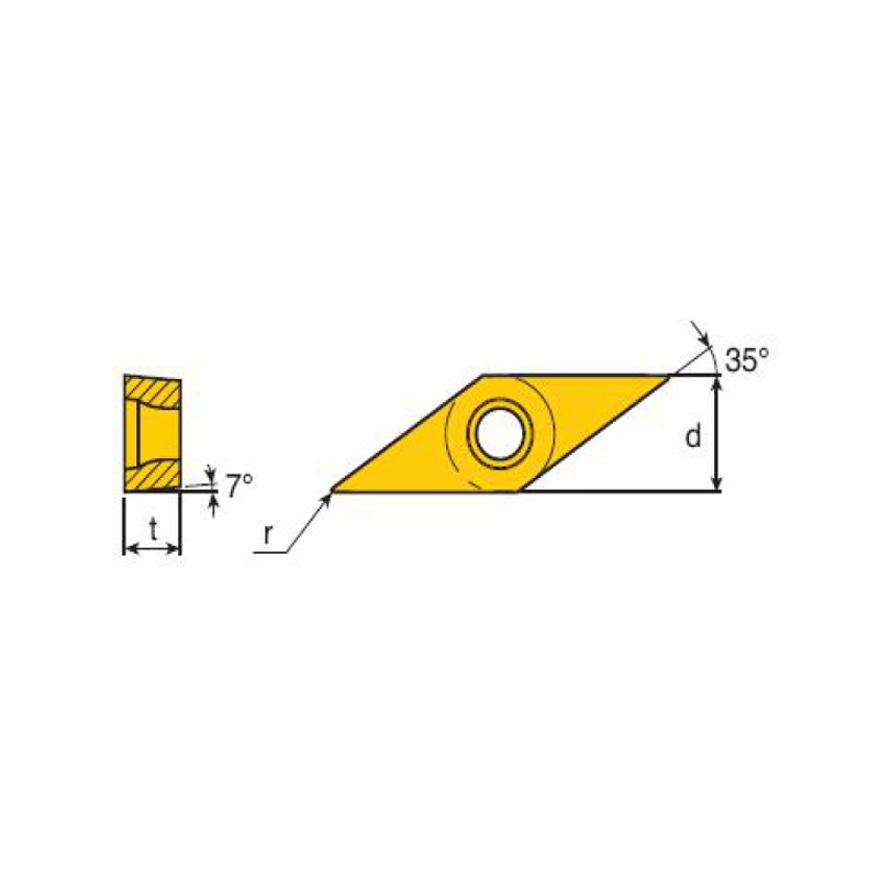  POSITIV 7° HINTERER WINKEL 35° RHOMBISCHER Einsatz 