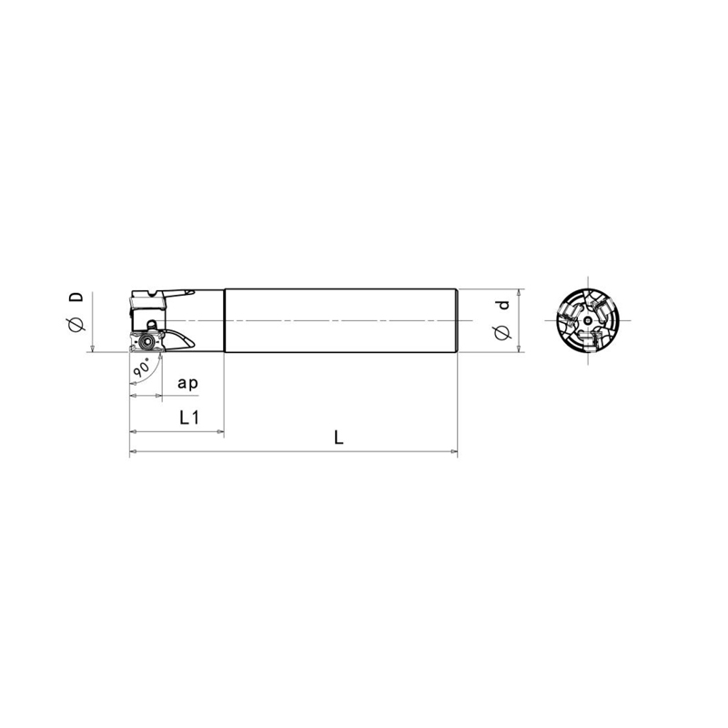  SCHAFTFRÄSER，Kr=90°