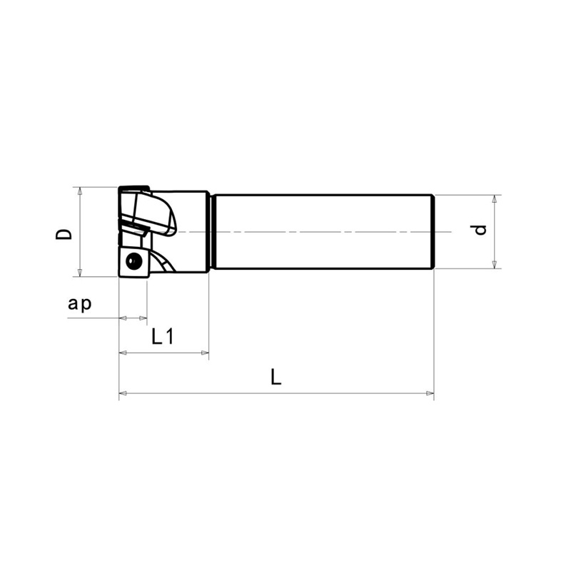  Zylindrischer Schaftfräser ,Kr=90 °